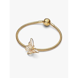 Pandora Pandora Bedel 764487C01 Zilver met 14k Geelgouden Plating Vlinder met Zirkonia