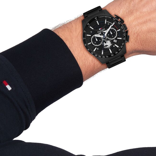 Tommy Hilfiger Tommy Hilfiger Horloge TH1792262 Bank Staal met Zwarte Plating 44mm