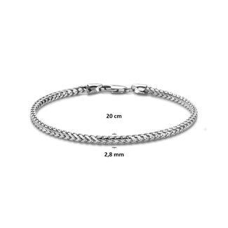 Blinckers Jewellery Huiscollectie BJ Armband 13.41786 Zilver Gerhodineerd Vossestaart 2.8mm 20cm