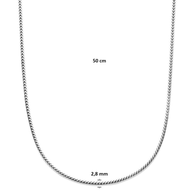 Blinckers Jewellery Huiscollectie BJ Collier 13.41788 Zilver Gerhodineerd Vossestaart 2.8mm 50cm