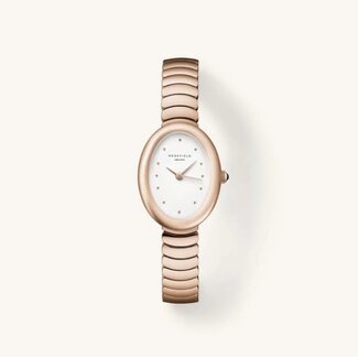 Rosefield Rosefield Horloge OVWRSR-OV21 Oval White Matte Staal met Rosegouden Plating Quartz
