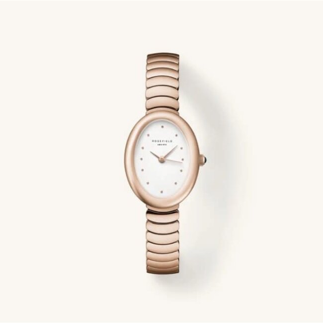 Rosefield Rosefield Horloge OVWRSR-OV21 Oval White Matte Staal met Rosegouden Plating Quartz
