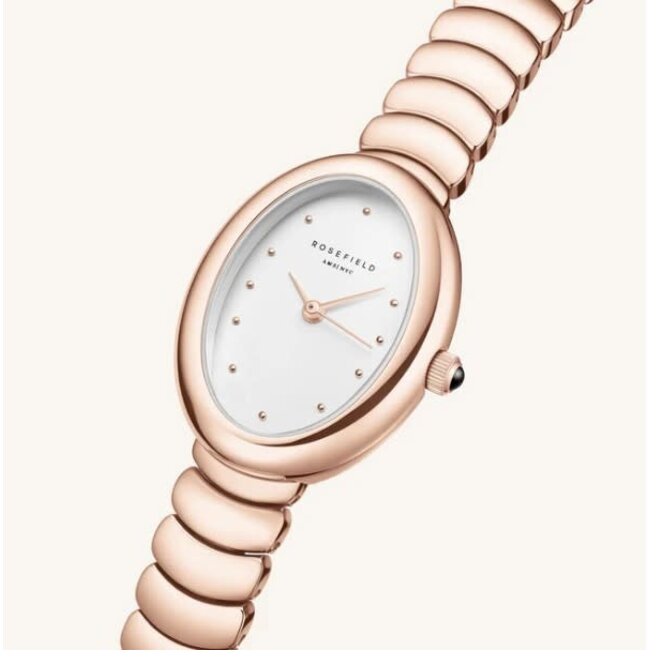 Rosefield Rosefield Horloge OVWRSR-OV21 Oval White Matte Staal met Rosegouden Plating Quartz