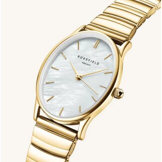 Rosefield Rosefield Horloge OVWGSG-OV16 The Oval White MOP Staal met Geelgouden Plating 24mm