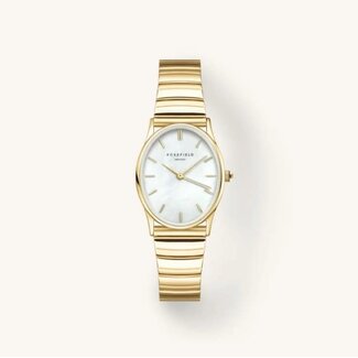 Rosefield Rosefield Horloge OVWGSG-OV16 The Oval White MOP Staal met Geelgouden Plating 24mm