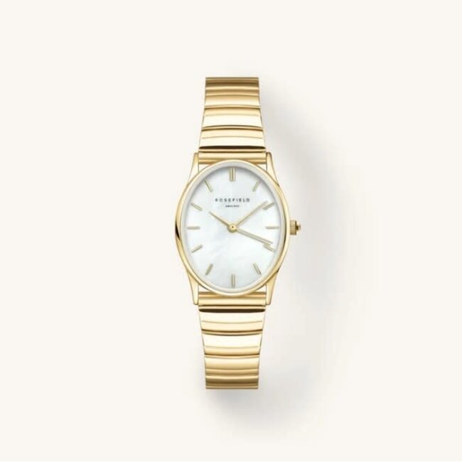 Rosefield Rosefield Horloge OVWGSG-OV16 The Oval White MOP Staal met Geelgouden Plating 24mm