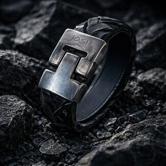 Josh Josh Armband 24464 Leer Zwart 21cm