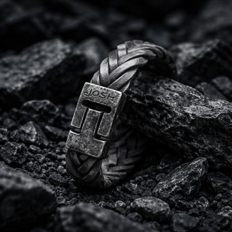 Josh Josh Armband 24001 Leer Grijs 21cm