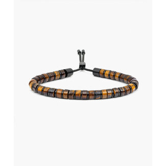 Pig & Hen Pig & Hen Armband P49-271739-L Brontide 6mm Adjustable Tiger Eye Zwart Maat L