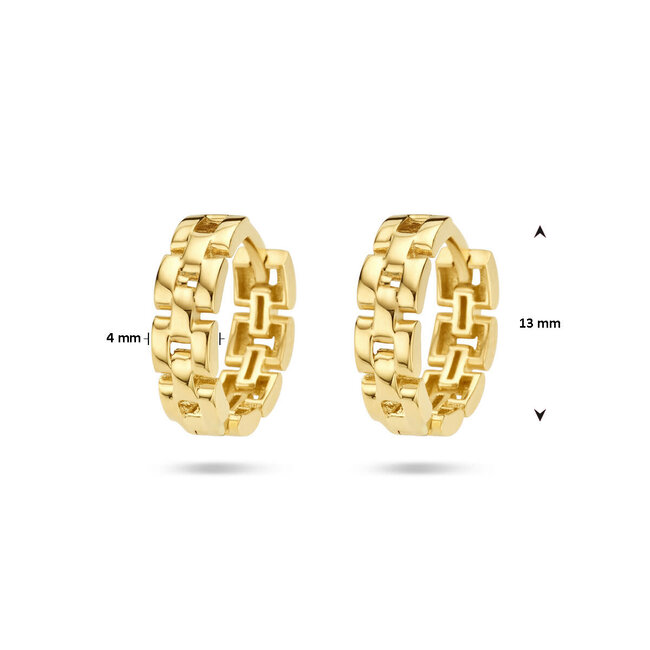 Blinckers Jewellery Huiscollectie BJ Oorbellen 40.27392 14k Geelgouden Klapoorringen Schakelmotief 13mm