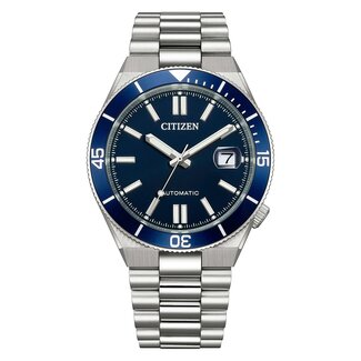 Citizen Citizen Horloge NJ0230-59L Staal met Donkerblauwe Wijzerplaat Waterdichtheid 100 Meter 40mm