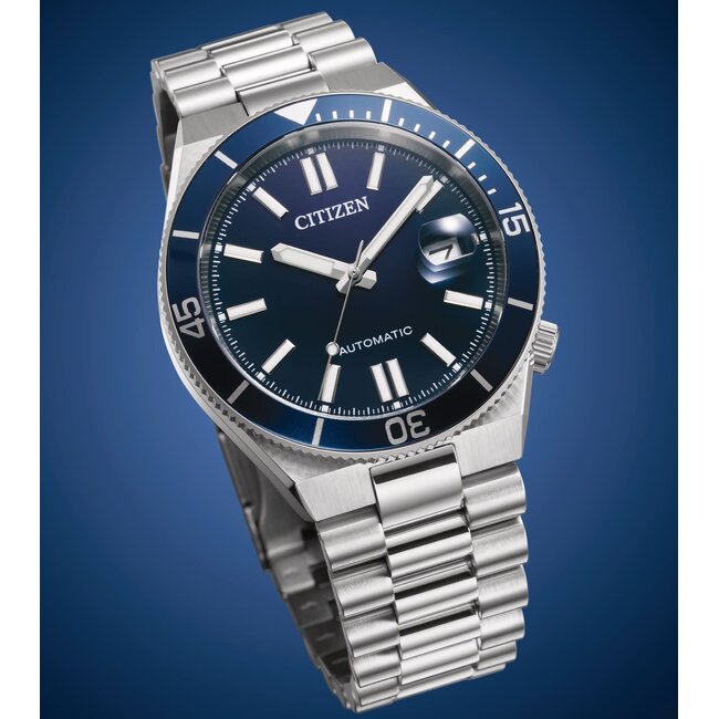 Citizen Citizen Horloge NJ0230-59L Staal met Donkerblauwe Wijzerplaat Waterdichtheid 100 Meter 40mm