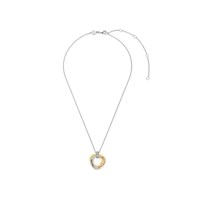 Ti Sento Milano Ti Sento Collier 3972ZT/42 Zilver met Tri color Hanger met Zirkonia 38-48cm