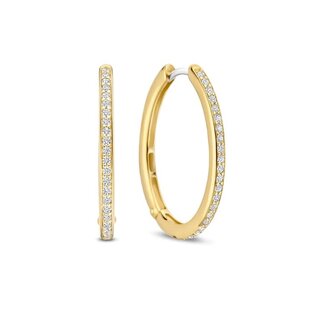 Ti Sento Milano Ti Sento Oorbellen 7789ZY Zilver met Geelgouden Plating en Zirkonia 19.5x25mm