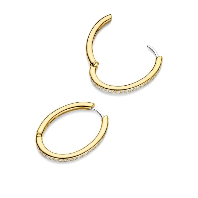 Ti Sento Milano Ti Sento Oorbellen 7789ZY Zilver met Geelgouden Plating en Zirkonia 19.5x25mm