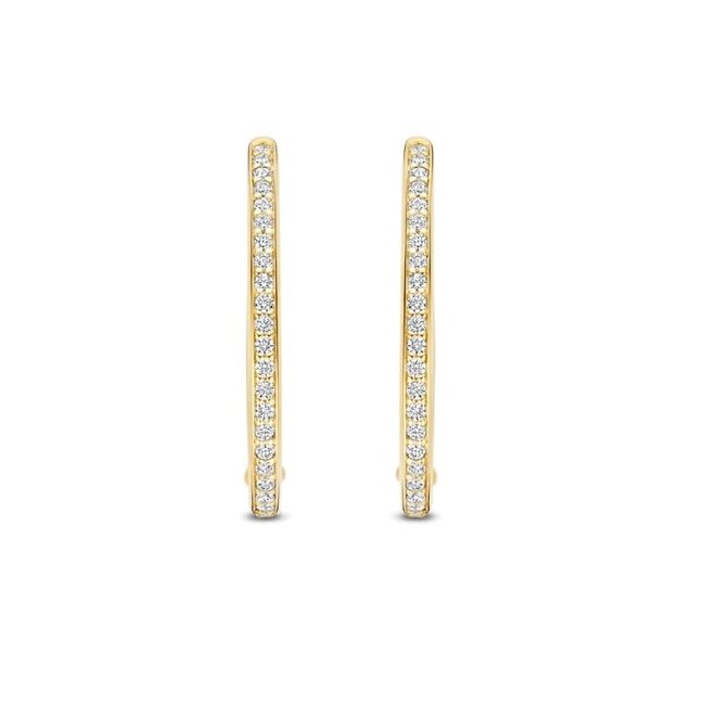 Ti Sento Milano Ti Sento Oorbellen 7789ZY Zilver met Geelgouden Plating en Zirkonia 19.5x25mm