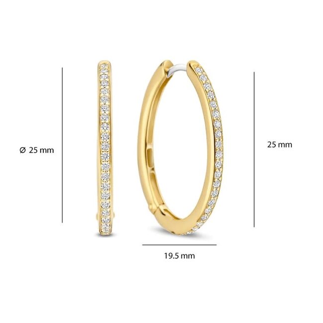 Ti Sento Milano Ti Sento Oorbellen 7789ZY Zilver met Geelgouden Plating en Zirkonia 19.5x25mm