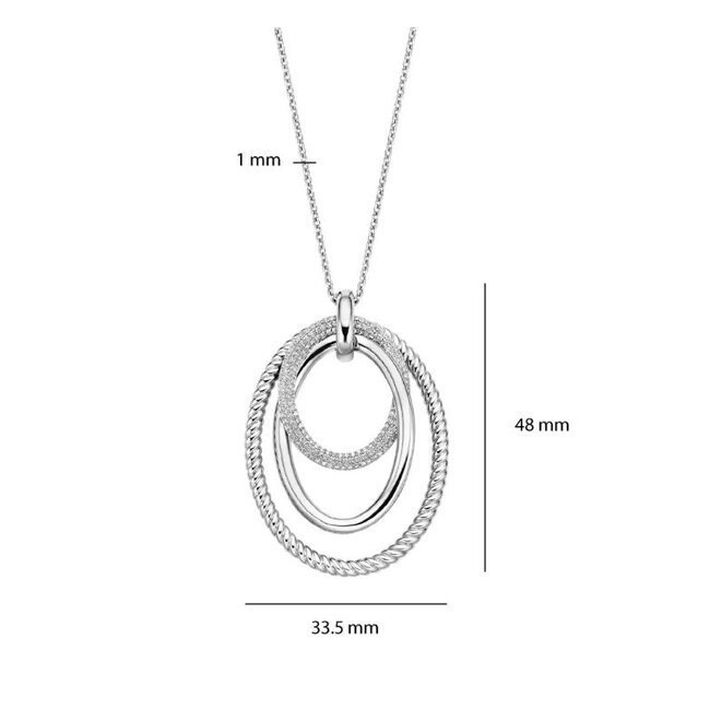 Ti Sento Milano Ti Sento Collier 34127ZI/40 Zilver met Drie Ovale Ringen et Zirkonia 40-50cm