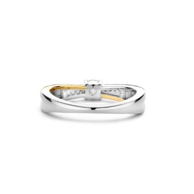 Ti Sento Milano Ti Sento Ring 12374ZY/56 Zilver 14k Gold Plated Dubbel met Zirkonia Maat 56