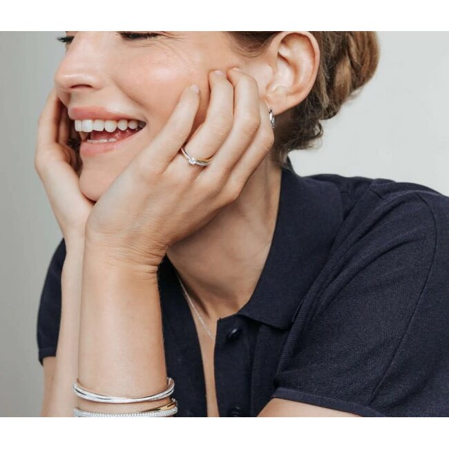 Ti Sento Milano Ti Sento Ring 12374ZY/56 Zilver 14k Gold Plated Dubbel met Zirkonia Maat 56