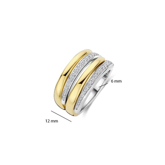 Ti Sento Milano Ti Sento Ring 12409ZY/58 Zilver Bi-color met Zirkonia Maat 58