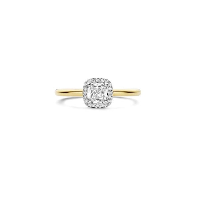 Ti Sento Milano Ti Sento Ring 12388ZY/54 Zilver met Geelgouden Plating en Zirkonia Maat 54