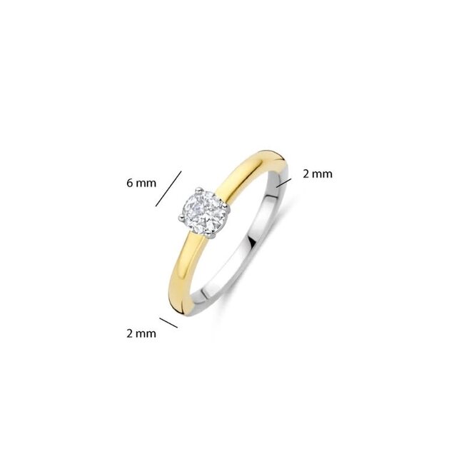 Ti Sento Milano Ti Sento Ring 12110ZY/52 Zilver met Geelgouden Plating en Zirkonia Maat 52