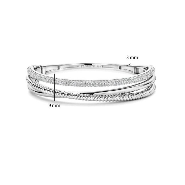 Ti Sento Milano Ti Sento Armband 23094ZI Zilver met Drie Banen en Zirkonia Maat 60