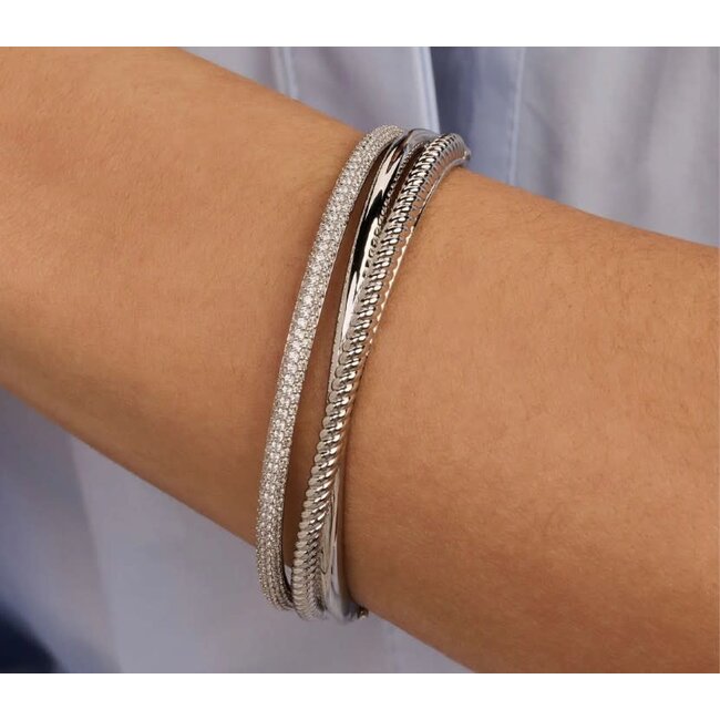 Ti Sento Milano Ti Sento Armband 23094ZI Zilver met Drie Banen en Zirkonia Maat 60