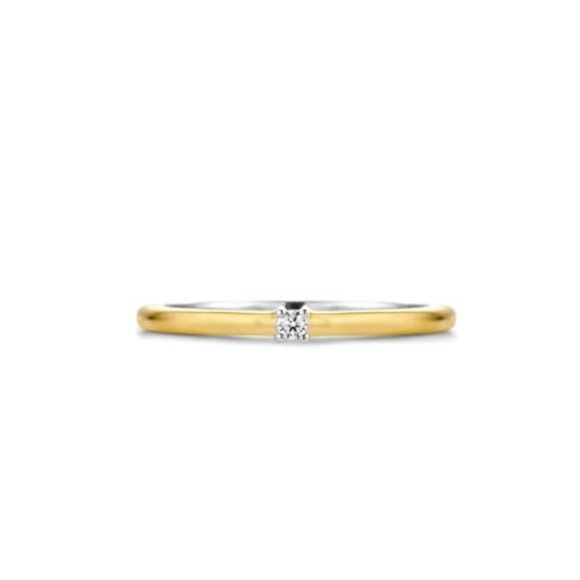 Ti Sento Milano Ti Sento Ring 12210ZY/52 Solitaire Zilver met Geelgouden Plating en Zirkonia Maat 52