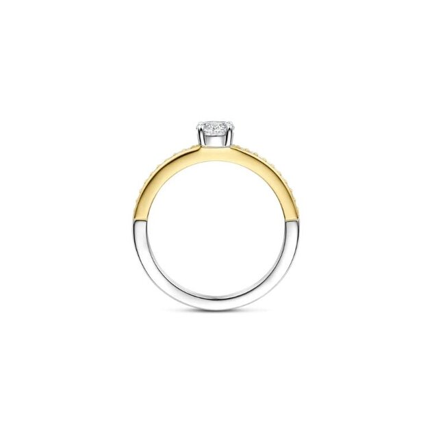 Ti Sento Milano Ti Sento Ring 12109ZY/54 Zilver met Geelgouden Plating en Zirkonia Maat 54