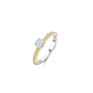 Ti Sento Milano Ti Sento Ring 12109ZY/54 Zilver met Geelgouden Plating en Zirkonia Maat 54