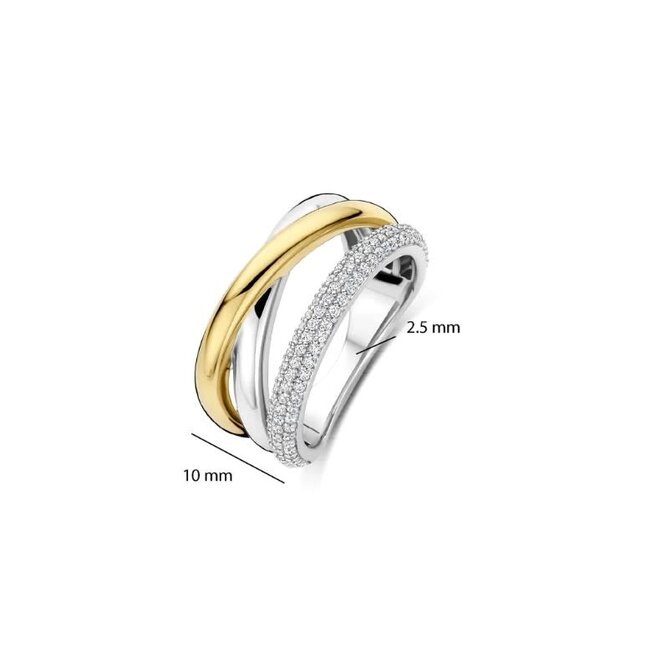 Ti Sento Milano Ti Sento Ring 12422ZY/56 Zilver Bi-color met Zirkonia Maat 56