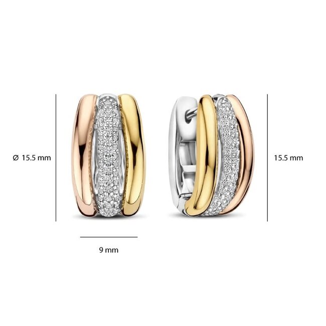 Ti Sento Milano Ti Sento Oorbellen 78072TZ Zilver Tri-color 15.5mm