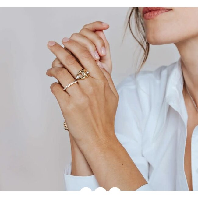 Ti Sento Milano Ti Sento Ring 12382ZY/54 Zilver met 14k Geelgouden Plating met Zirkonia Maat 54