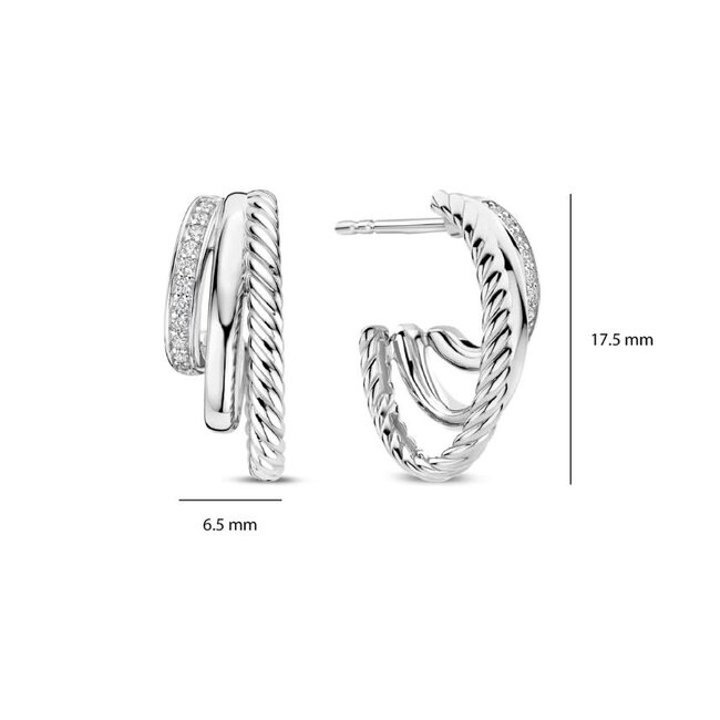 Ti Sento Milano Ti Sento Oorbellen 78068ZI Zilver met Zirkonia 17.5mm