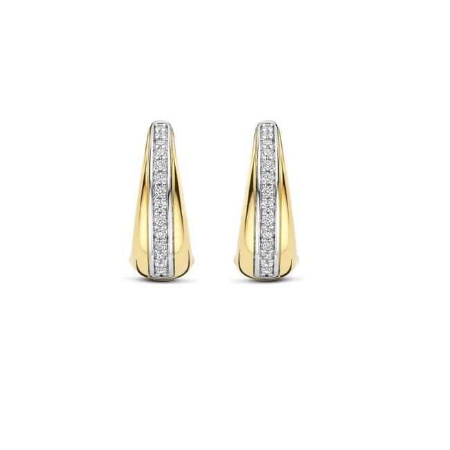 Ti Sento Milano Ti Sento Oorbellen 78049ZY Zilver met Geelgouden Plating en Zirkonia 6mm x 16mm