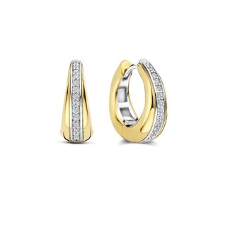 Ti Sento Milano Ti Sento Oorbellen 78049ZY Zilver met Geelgouden Plating en Zirkonia 6mm x 16mm
