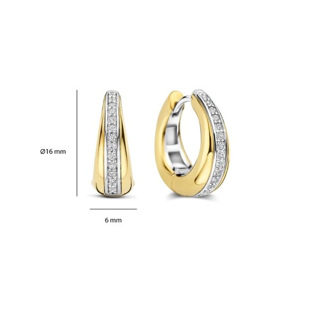 Ti Sento Milano Ti Sento Oorbellen 78049ZY Zilver met Geelgouden Plating en Zirkonia 6mm x 16mm