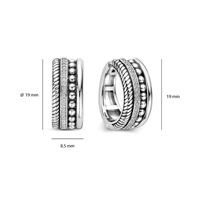 Ti Sento Milano Ti Sento Oorbellen 78059ZI Zilver met Zirkonia 8,5mm x 19mm