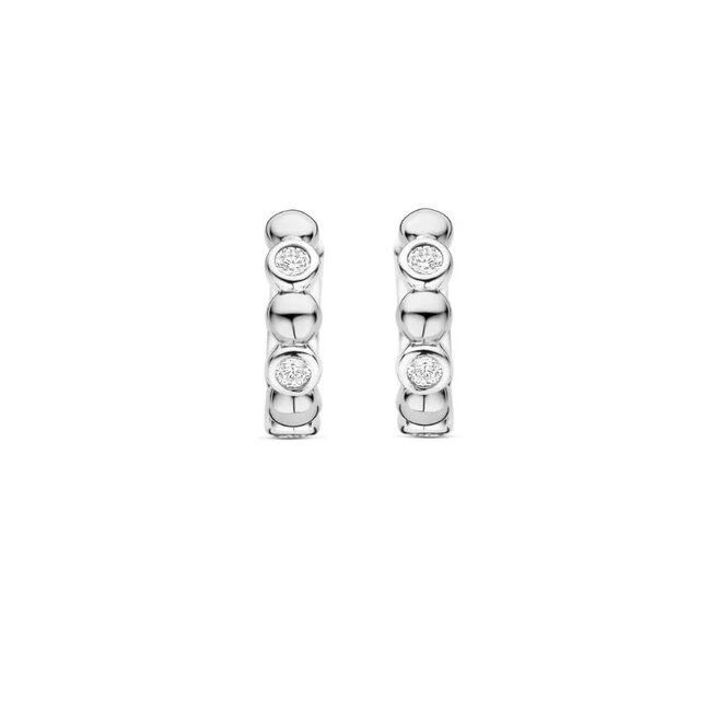 Ti Sento Milano Ti sento Oorbellen 78008ZI Zilver Bolletjes met Zirkonia 3.5mm x 15mm