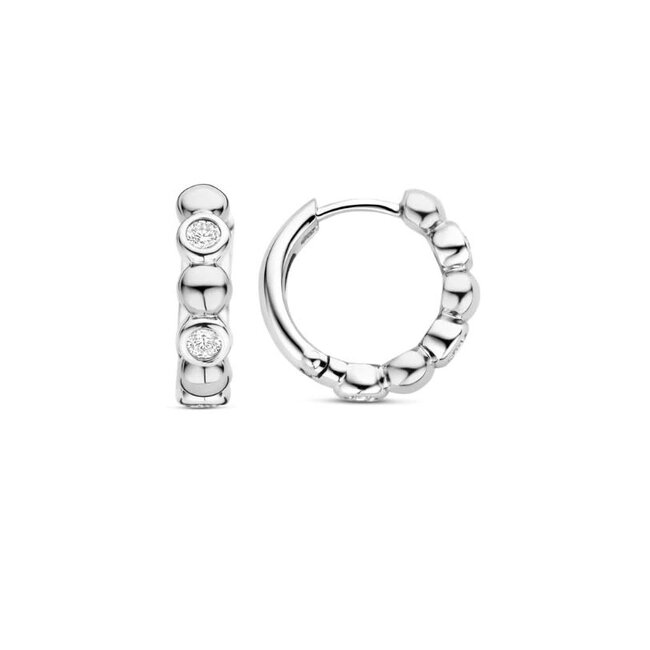 Ti Sento Milano Ti sento Oorbellen 78008ZI Zilver Bolletjes met Zirkonia 3.5mm x 15mm