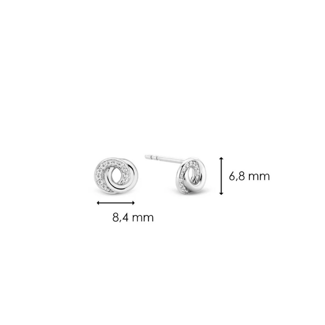 Ti Sento Milano Ti Sento Oorbellen 7784ZI Zilver Gerhodineerd Dubbele Cirkels met Zirkonia 8mm