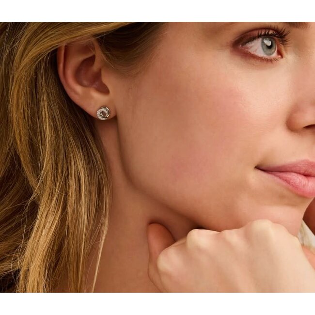 Ti Sento Milano Ti Sento Oorbellen 7784ZI Zilver Gerhodineerd Dubbele Cirkels met Zirkonia 8mm