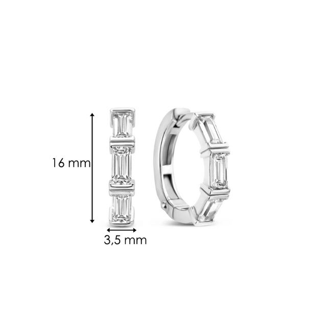 Ti Sento Milano Ti Sento Oorbellen 7974ZI Zilver met Baquette geslepen Zirkonia 16 mm x 3,5 mm