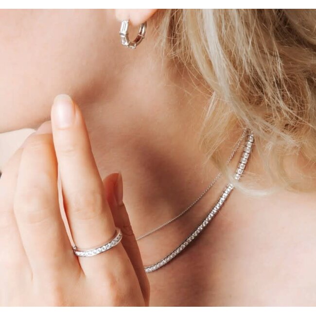 Ti Sento Milano Ti Sento Oorbellen 7974ZI Zilver met Baquette geslepen Zirkonia 16 mm x 3,5 mm