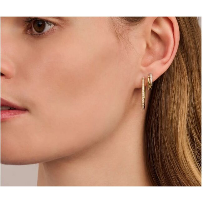 Ti Sento Milano Ti Sento Oorbellen 78052ZY Zilver Bi-color met Zirkonia 4mm x 14mm