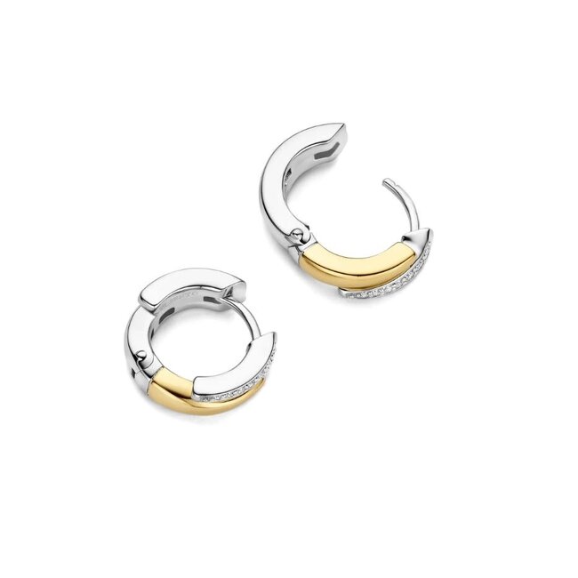 Ti Sento Milano Ti Sento Oorbellen 78052ZY Zilver Bi-color met Zirkonia 4mm x 14mm