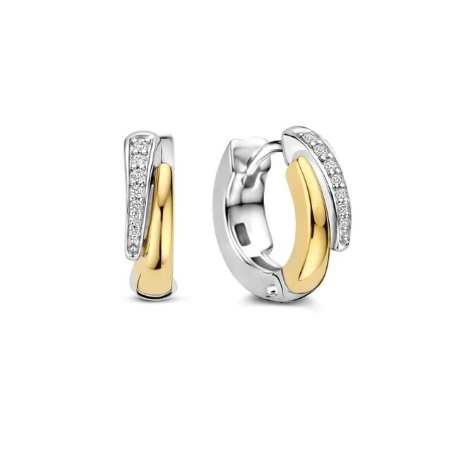 Ti Sento Milano Ti Sento Oorbellen 78052ZY Zilver Bi-color met Zirkonia 4mm x 14mm