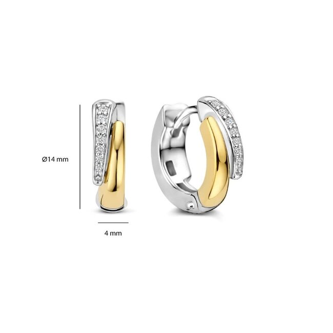 Ti Sento Milano Ti Sento Oorbellen 78052ZY Zilver Bi-color met Zirkonia 4mm x 14mm